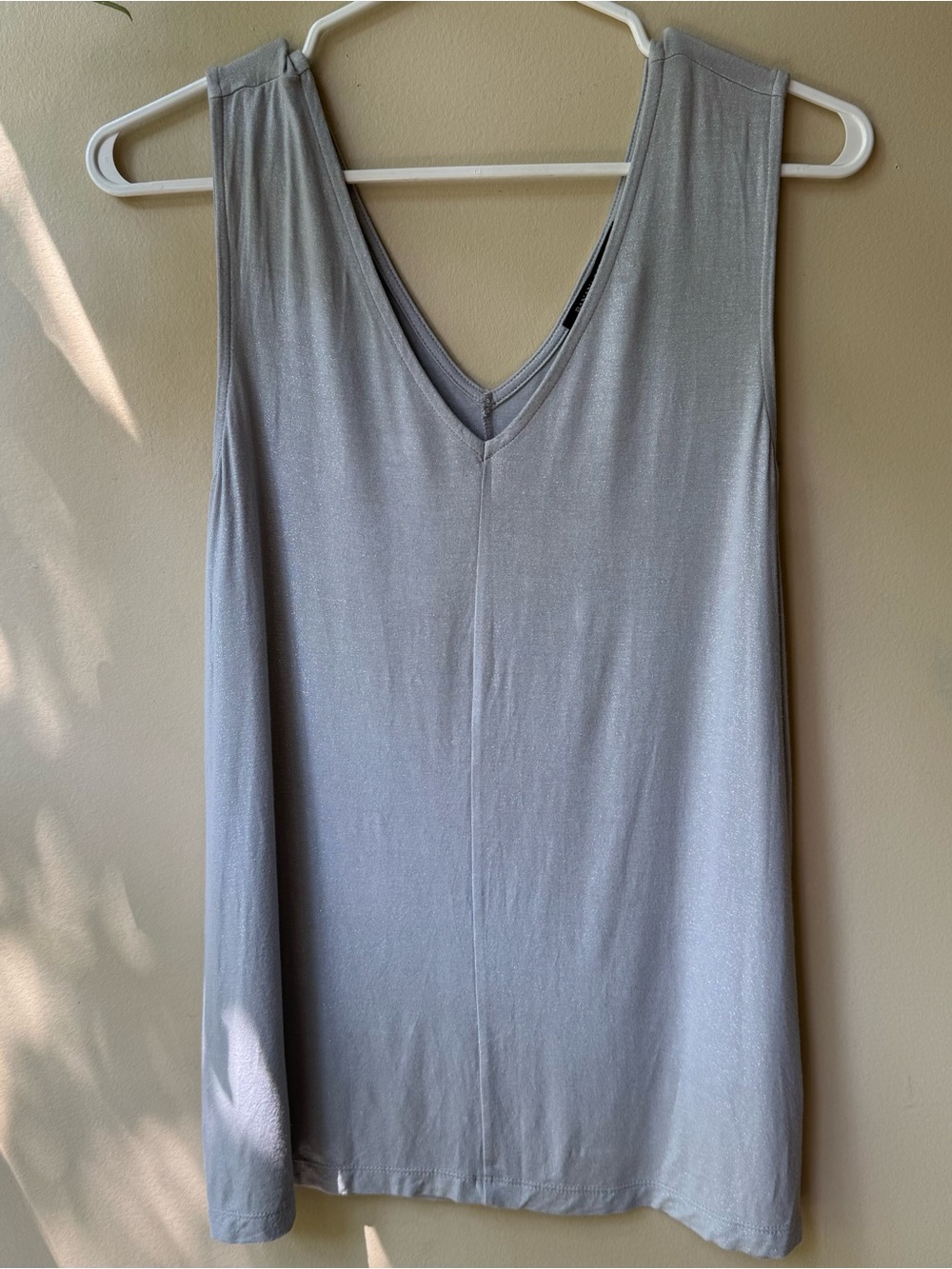 Banana Republic Silver-Gray V-Neck Tank Top